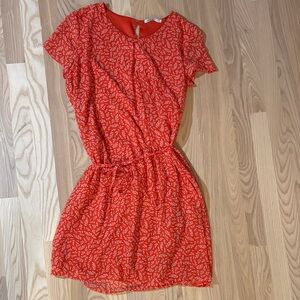 Redish Orange Floral Women's Dress
